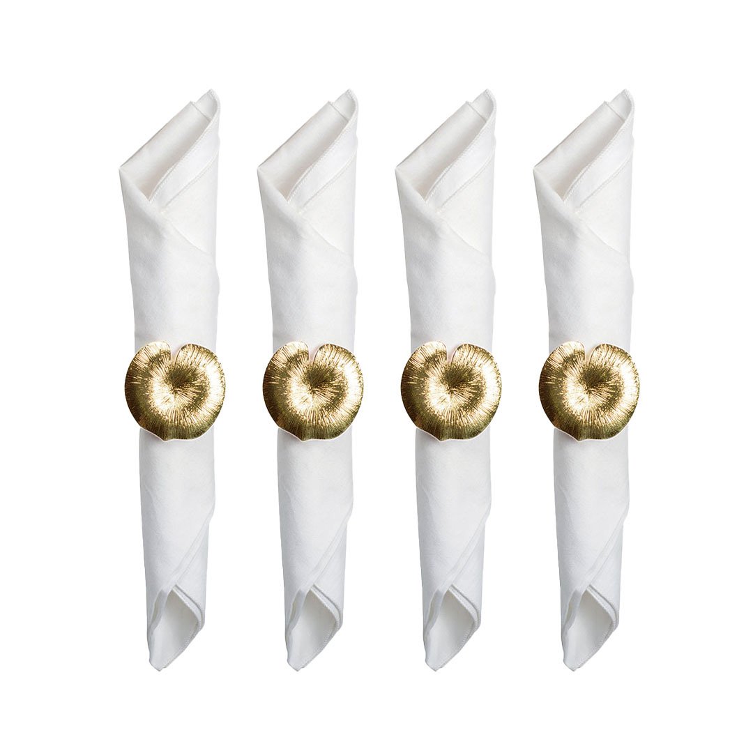 Set van 4 rondes van Nilled servetten gouden