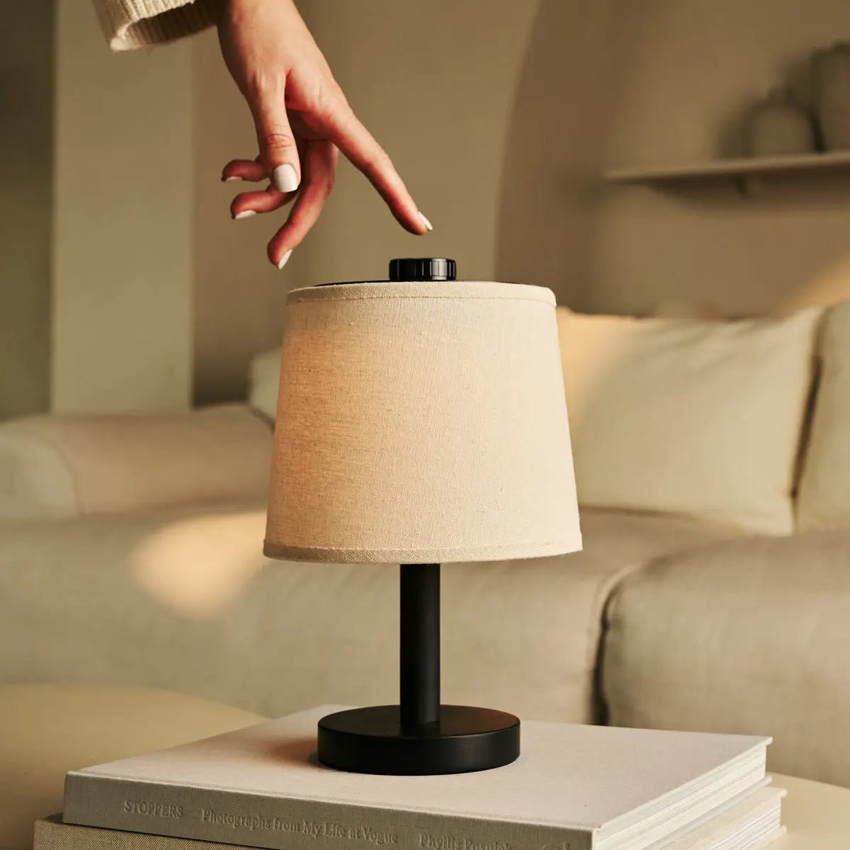 Rover zwarte houten lamp - oplaadbare, draadloze en dimbare schaduw - Afbeelding 18