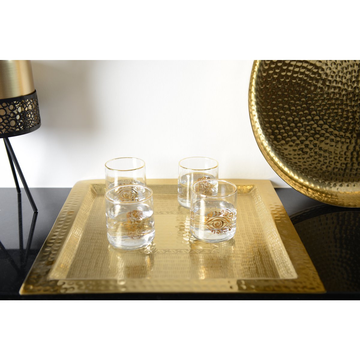 38 cm gouden vierkante dienblad - Afbeelding 2