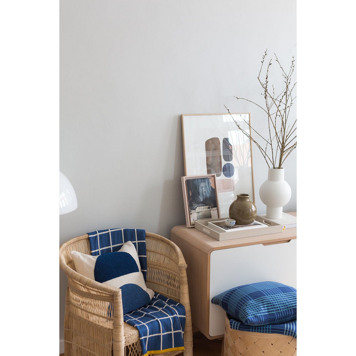 Todden deken blauw, zacht jacquard gebreide katoen - Afbeelding 2