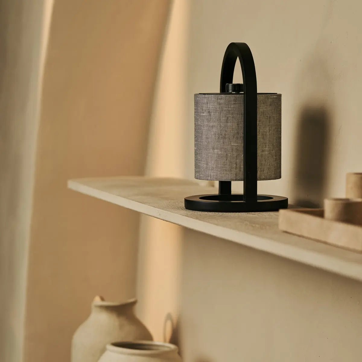 River Black & Gray Wooden oplaadbare lamp - Dimable & snateloze licht - Afbeelding 3