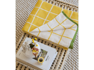 Todden deken geel, zacht jacquard gebreide katoen