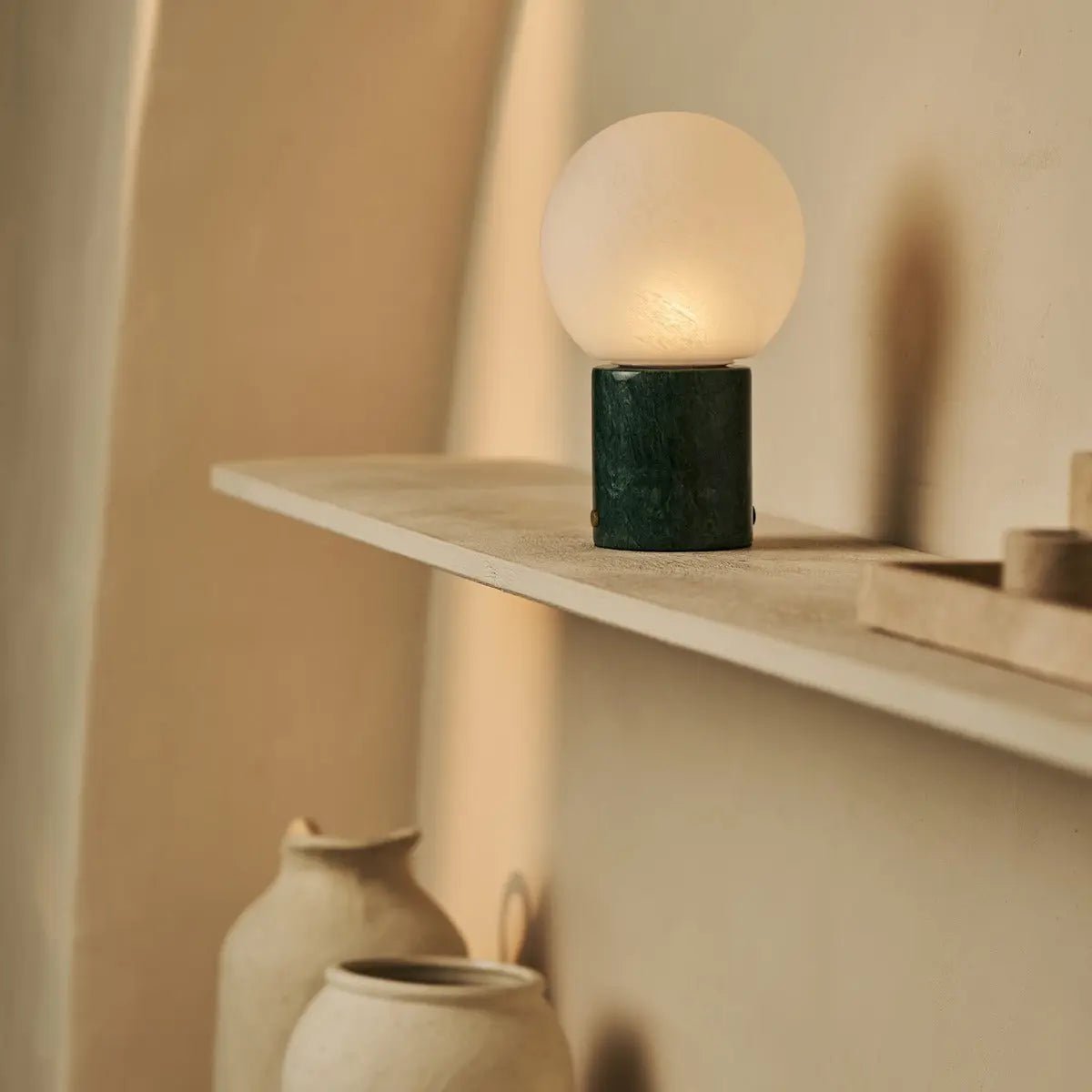 Metsu Green / Verde Alpi - Classic Marmeren oplaadbare tafellamp met 3 lichte kleuren en dimfunctie - Afbeelding 8