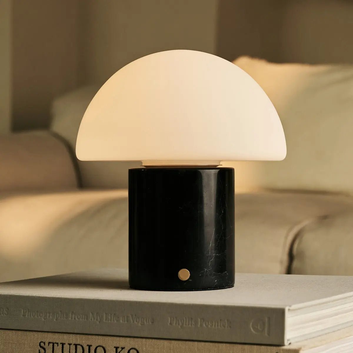 Maris Black / Nero Marquina - Klassiek oplaadbare marmeren tafellamp met 3 lichte kleuren en dimfunctie - Afbeelding 4