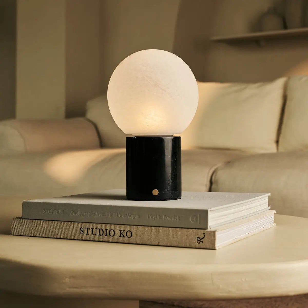 Metsu Black / Nero Marquina - Classic Marmeren oplaadbare tafellamp met 3 lichte kleuren en dimfunctie - Afbeelding 7