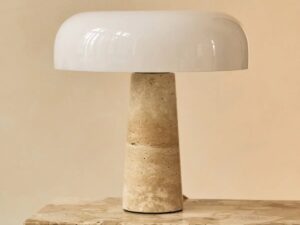 Emily travertijn lamp met glazen kap