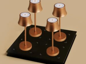 Combi Set-4 X de Pijp Mini koper oplaadbare tafellampen & 1 x Amstel Wireless Laying Station met Qi-Technology