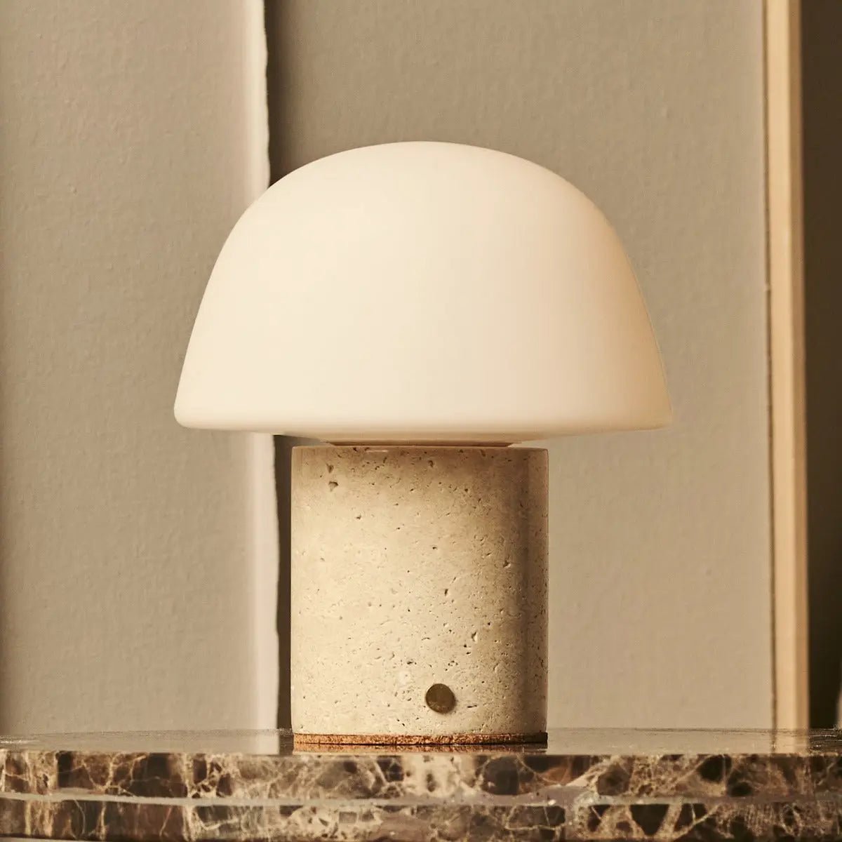 Maes Beige / Travertino Classico - Elegante travertijn oplaadbare tafellamp, tot 100 uur verlichting, stijlvol en functioneel - Afbeelding 7