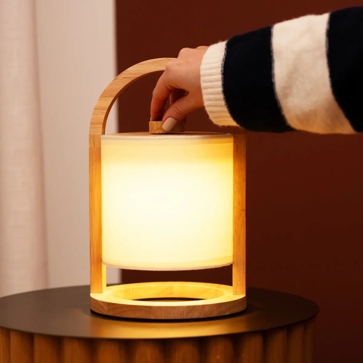 River Light Bruine Houten Oplaadbare Lamp – Dimbaar & Snoerloos Licht - Afbeelding 2