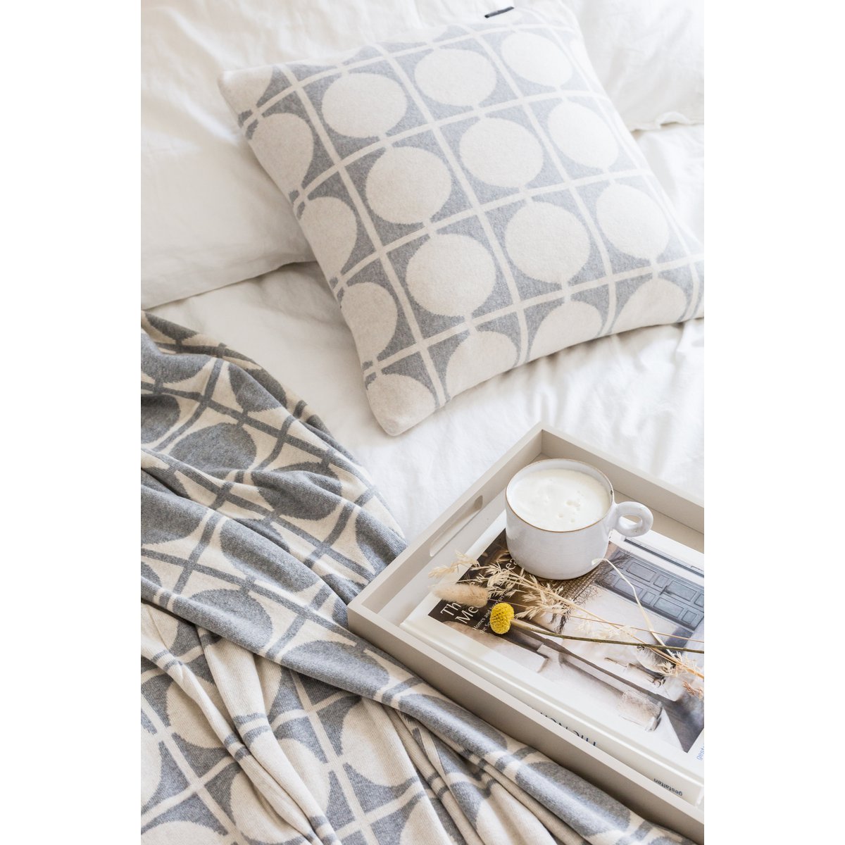 Don kussen-dekgrijs, zachte jacquard katoenen gebreide