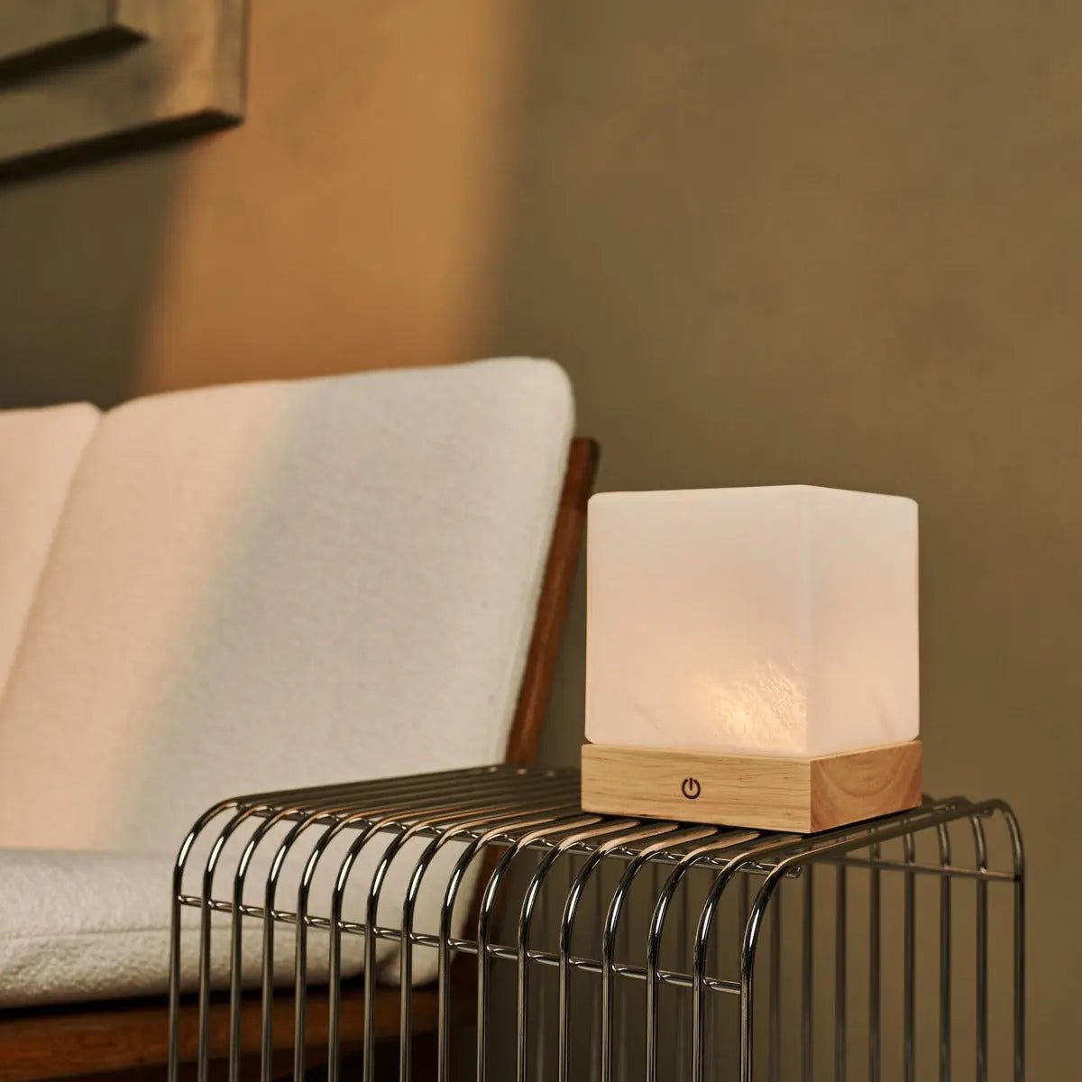 YCE lichtbruine draadloze houten lamp met bevroren glas-oplaadbare, dimbare, 100-uur batterij - Afbeelding 8