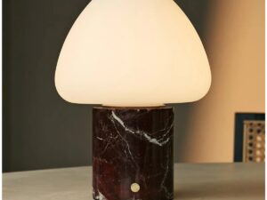 OSTADE ROOD / ROSSO Levanto - Unieke marmeren oplaadbare tafellamp met 3 lichte kleuren en dimfunctie