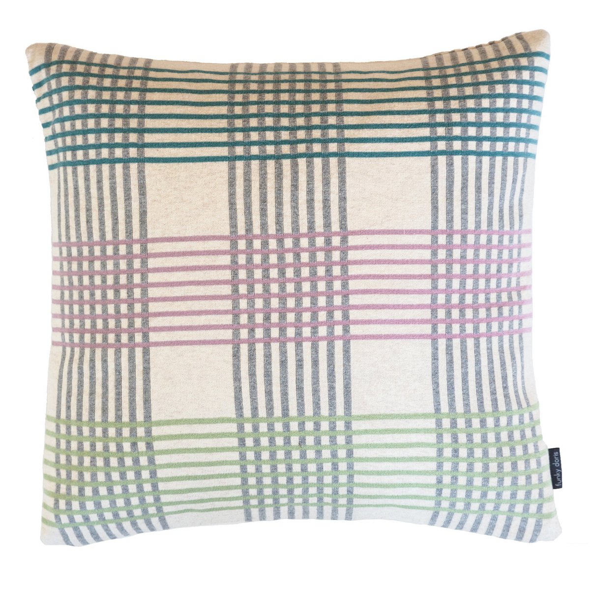 Ruth Kussen Paars zacht jacquard gebreid katoen - Afbeelding 2