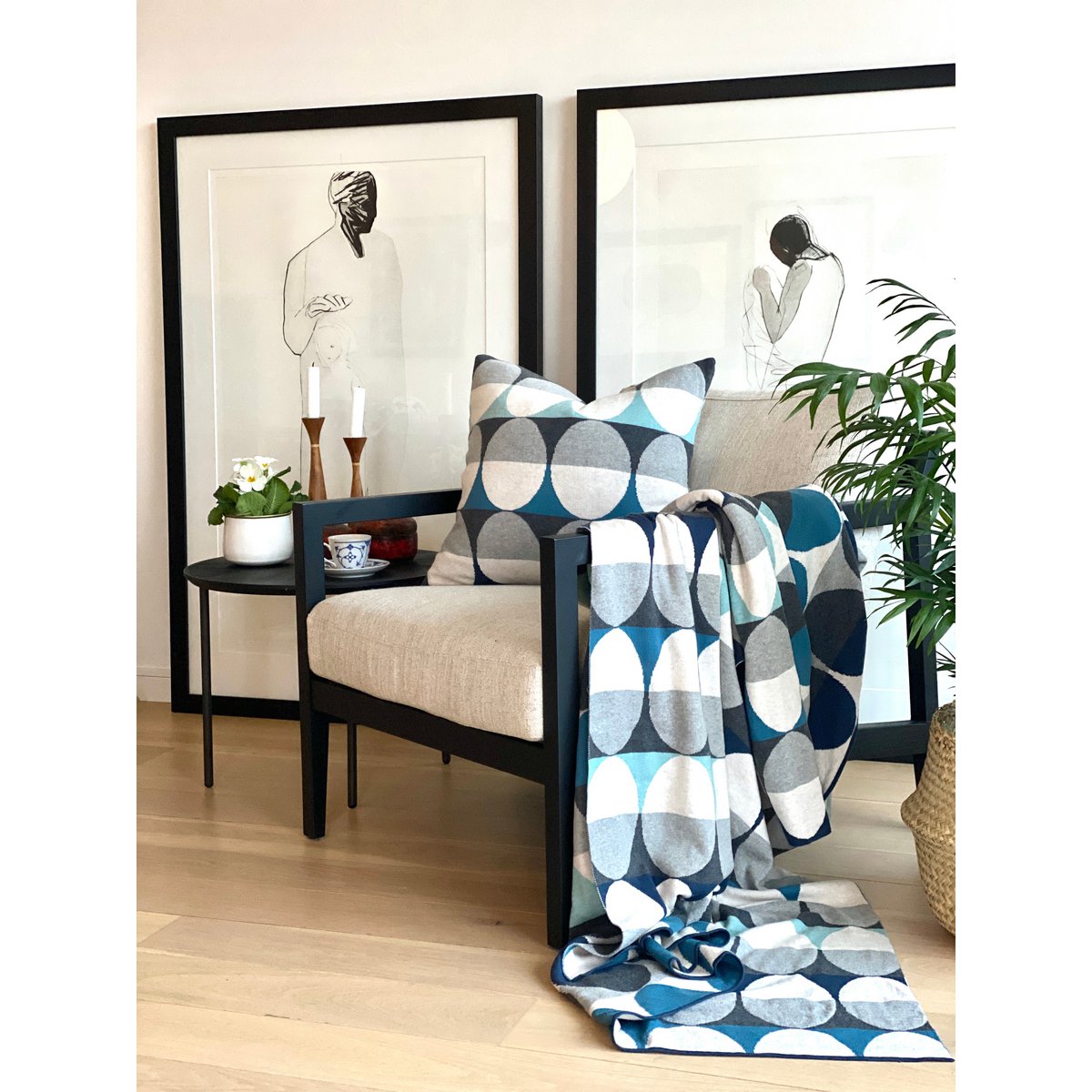 Olivia deken blauw, zacht jacquard gebreide katoen - Afbeelding 3