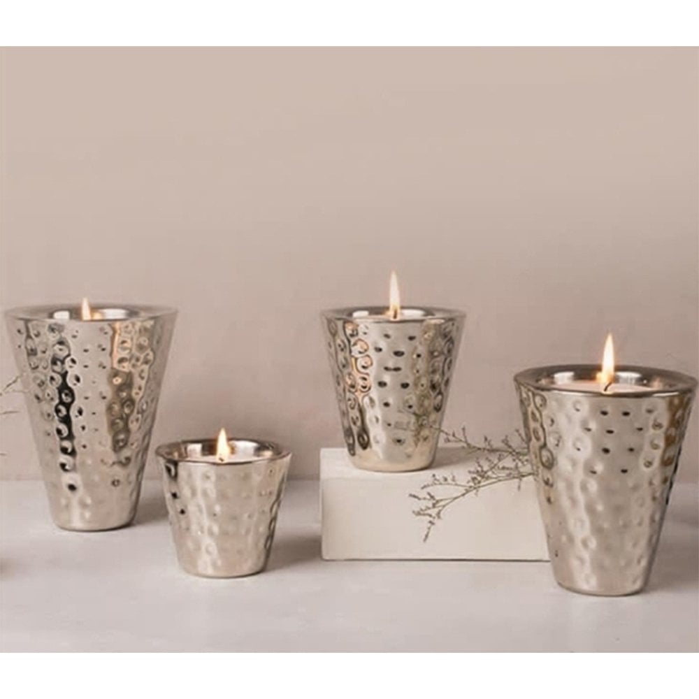 Groot model zilver gehamerd kaars - Afbeelding 2