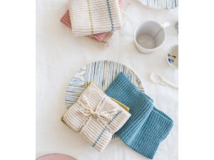 Molly gebreide vaatdoek, zeeblauw + streep