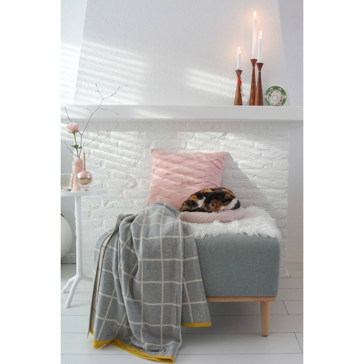 Todden deken grijs, zacht jacquard gebreide katoen - Afbeelding 4