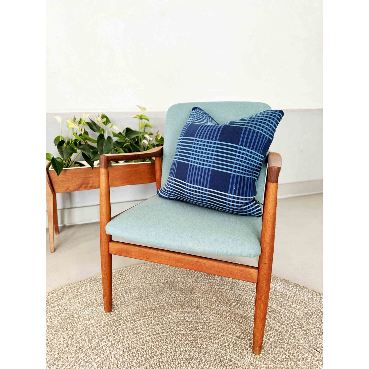 Ruth Kussen Blauw, zacht jacquard gebreid katoen - Afbeelding 3