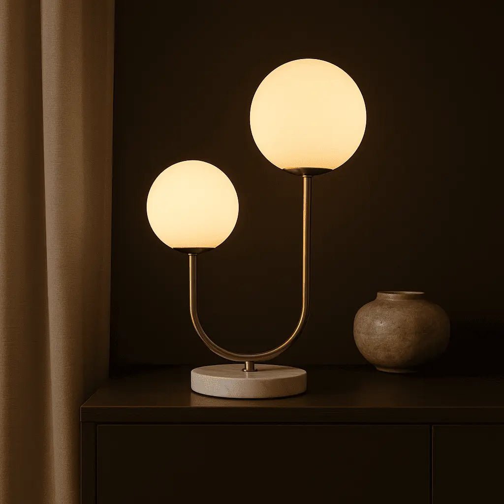 Giorgia Elegant Marble Lamp - Elegante tafellamp met matglazen lampen - Afbeelding 3