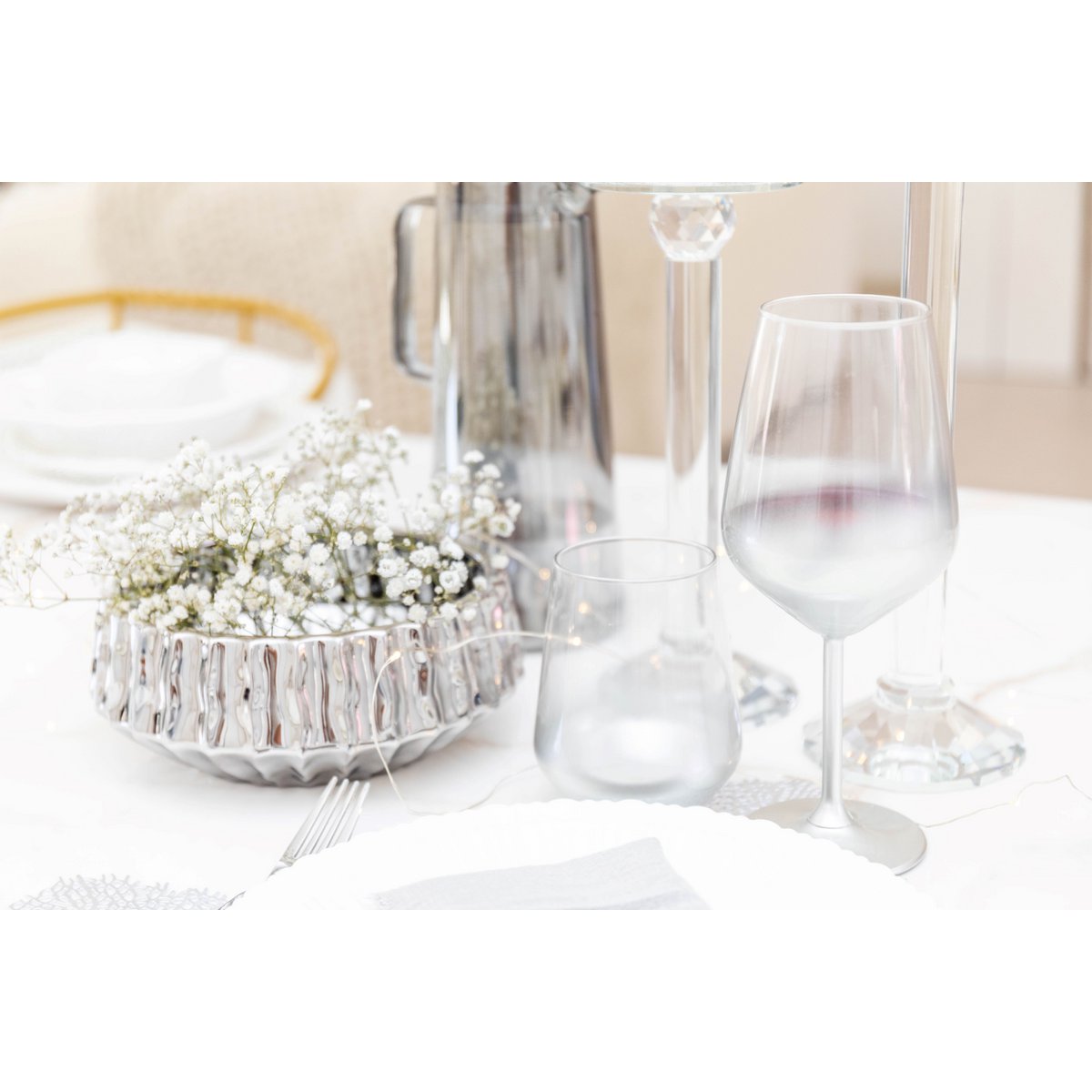 Glanzende zilveren decoratieve snit 20x20x8cm - Afbeelding 2