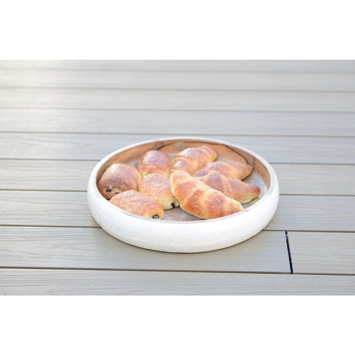 Wit Wood Round Mangoier 40x40x7cm - Afbeelding 2