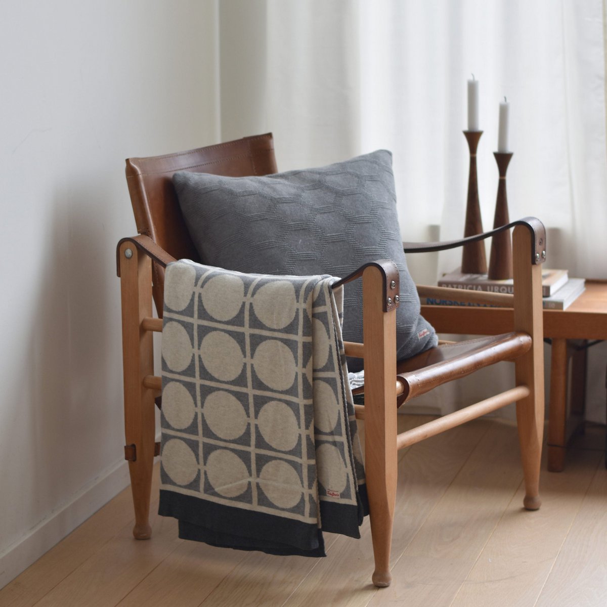 Don -deken grijs, zacht jacquard gebreide katoen - Afbeelding 3