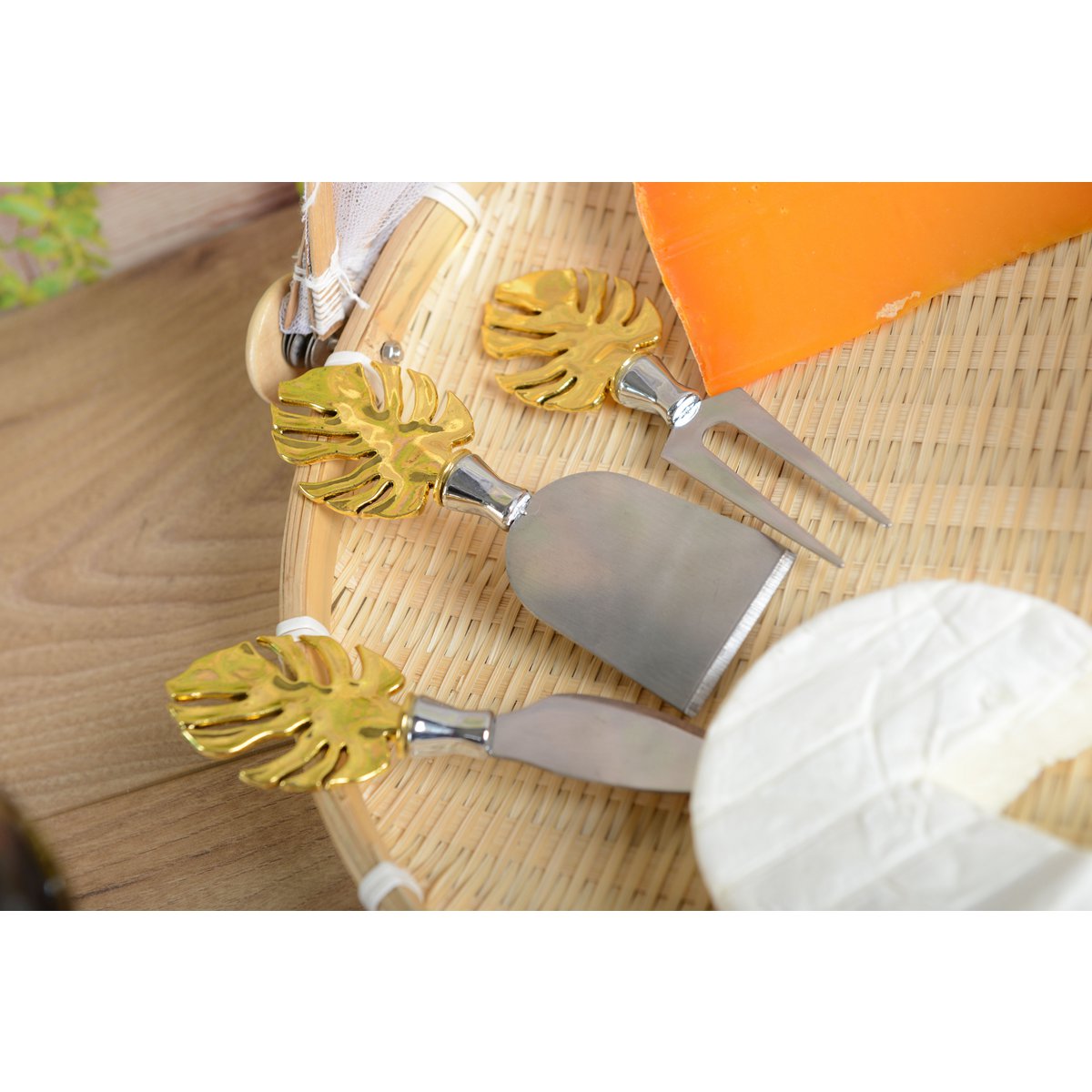 Set van 3 stuks met gouden palmbladkaas - Afbeelding 3