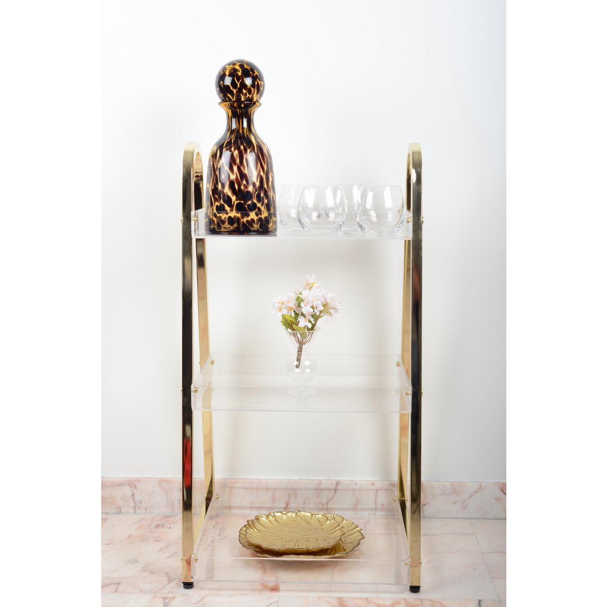 BRUINE GLAZEN KARAF MET DOP 14X14X32,5CM - Afbeelding 3