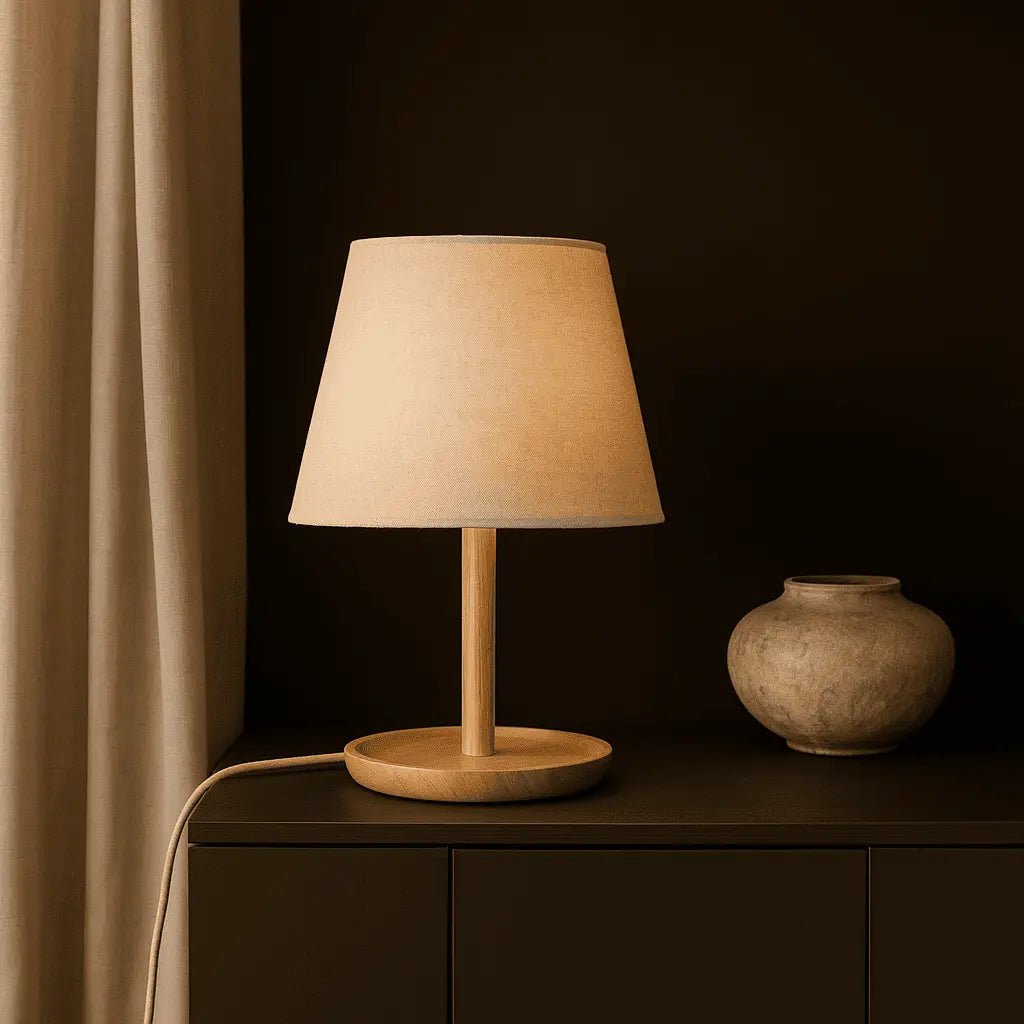 Emily lichtbruine houten lamp met kabel - handgemaakt duurzaam ontwerp voor thuis - Afbeelding 4