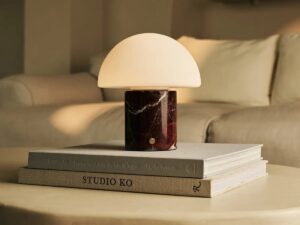 Maris Red / Rosso Levanto - Classic Marmeren oplaadbare tafellamp met 3 lichte kleuren en dimfunctie