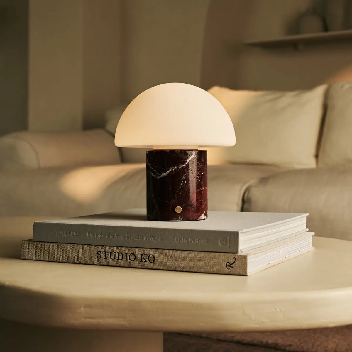 Maris Red / Rosso Levanto - Classic Marmeren oplaadbare tafellamp met 3 lichte kleuren en dimfunctie