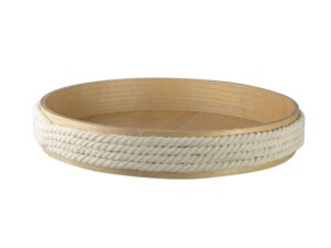 Ronde houten dienblad met touw, doorsnee van 45 cm