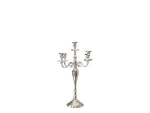 Aulica 40 cm 5- armige hoge zilverkleurige kandelaar