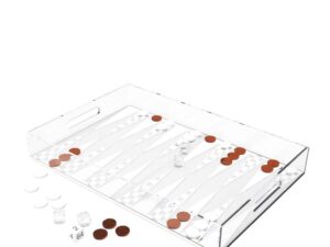 Aulica Backgammon Game Tray in White and Brown Acryl 25x38x5cm