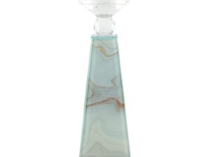 Aulica kandelaar met marmer effect, 9 x 9 x 27.5 cm