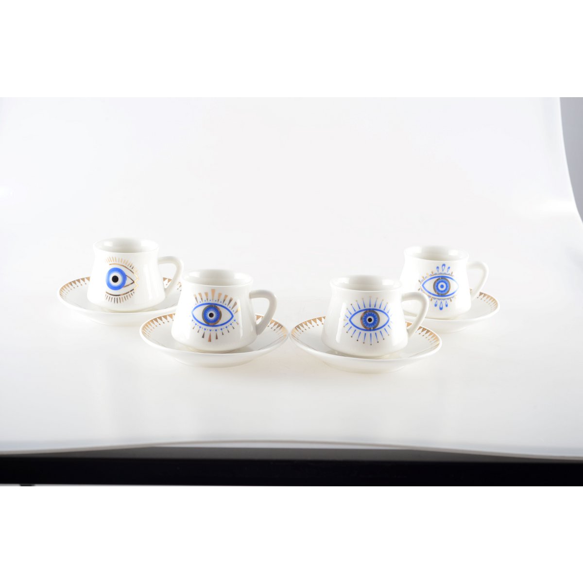 4 stuks, koffie kopjes met oog patroon - Afbeelding 3