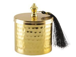 Goudkleurige metalen doos, 8 cm x 10 cm