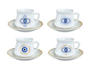 4 stuks, koffie kopjes met oog patroon