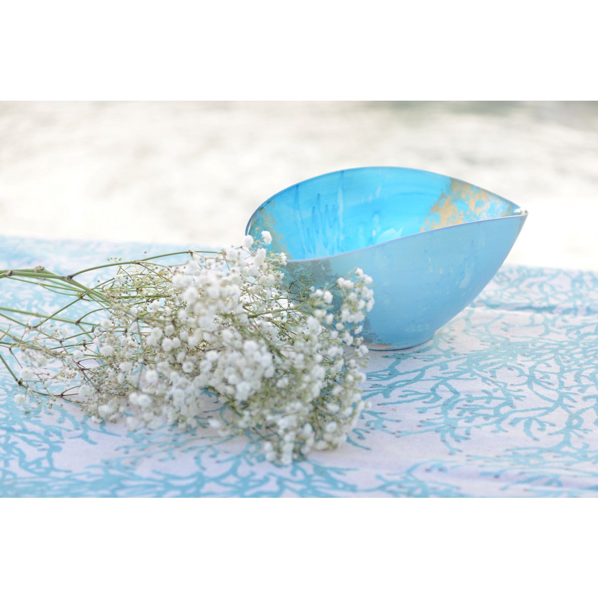 Blauwe en gouden ovale schaal 26.5 x 14.3 x 11.5 cm - Afbeelding 4