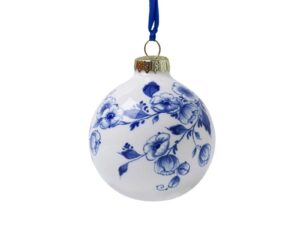Kerstbal Delfts Blauwe Bloemen 7 cm