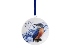 Kerstornament van een mini wandbord met een IJsvogel
