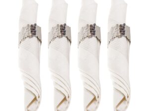 Set van 4 rondes van gehamerde ovale handdoeken