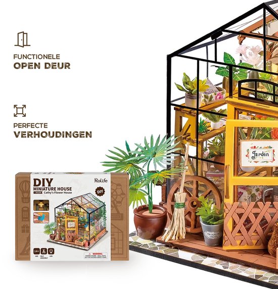 Rolife DIY modelbouw Miniatuur bouwpakket Cathy's Flower House, DG104 - Afbeelding 12