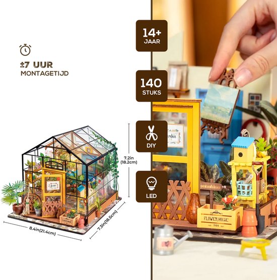 Rolife DIY modelbouw Miniatuur bouwpakket Cathy's Flower House, DG104 - Afbeelding 8